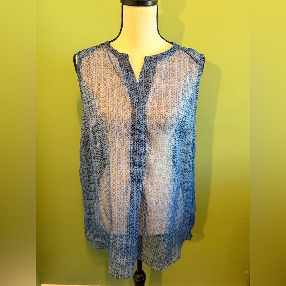 2 for $10 ❤️ Sears Navy Sheer Sleeveless Blouse